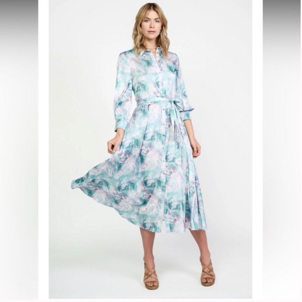 NWT Current Air Los Angeles Swirl Motif Button Shirt Dress L